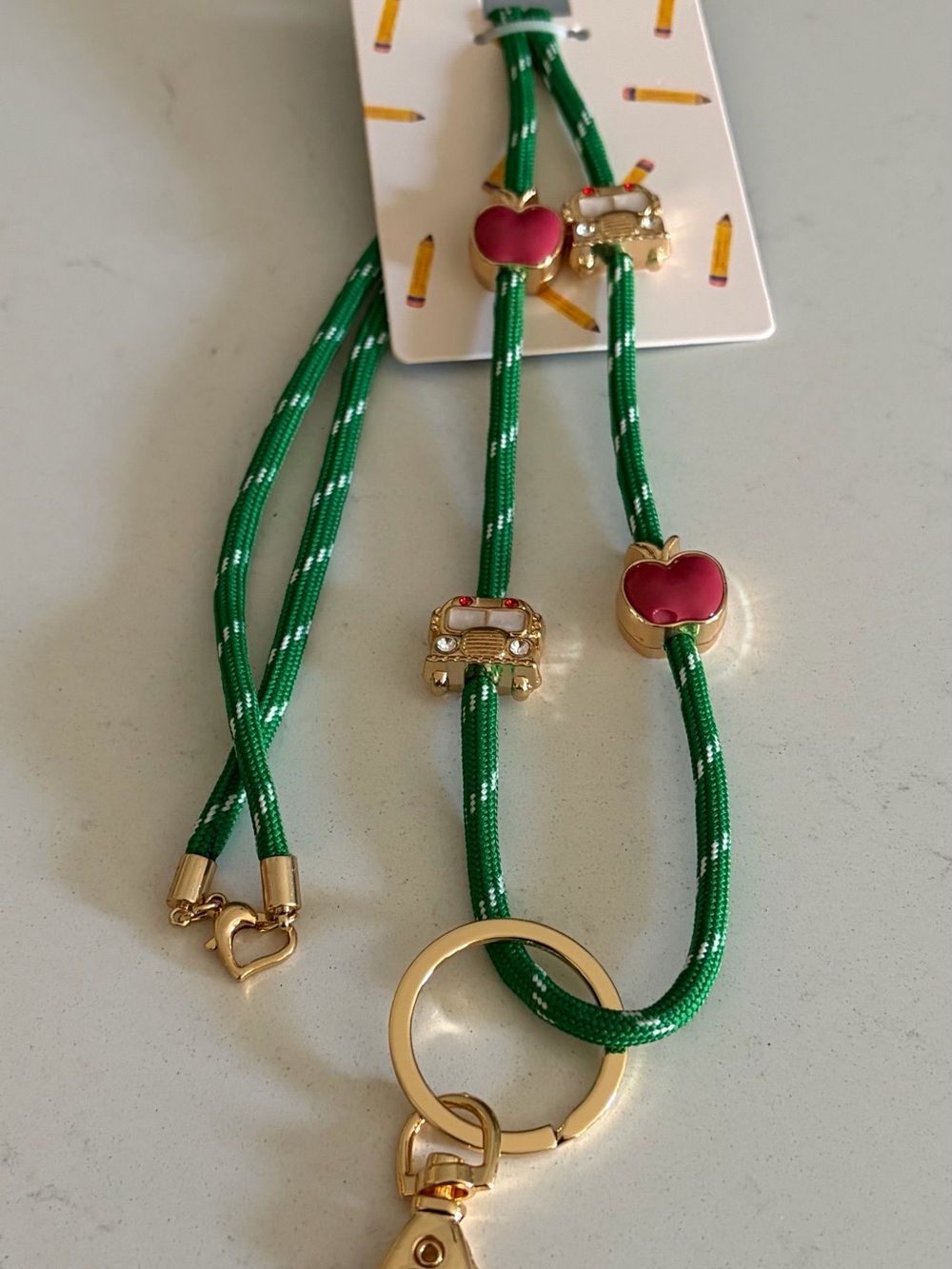 Sugar Fix Teacher Rope Lanyard with School Charm Accents